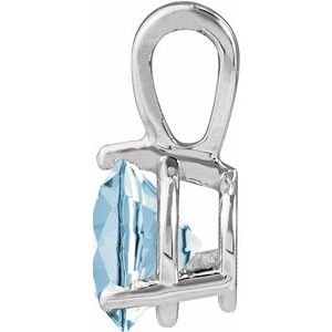 14K White Gold Lab-Grown Aqua Sapphire Pendant
