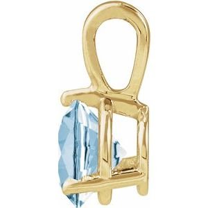 14K Yellow Gold Lab-Grown Aqua Sapphire Pendant