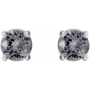 14K White Gold 3 mm Natural Gray Spinel Earrings
