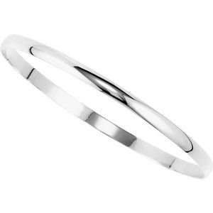 14K White Gold Engravable 4 mm Half Round Bangle 7 1/2" Bracelet