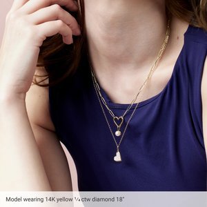 14K Yellow Gold 1/4 CTW Natural Diamond Heart 18" Necklace