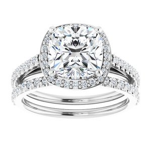 14K White Gold 8x8 mm Cushion 1/4 CTW Lab-Grown Diamond Semi-Set Engagement Ring