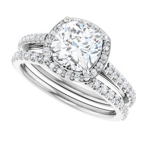 Platinum 7x7 mm Cushion 1/4 CTW Lab-Grown Diamond Semi-Set Engagement Ring