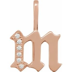 14K Rose Gold .06 CTW Natural Diamond Gothic Initial M Charm/Pendant