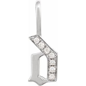 14K White Gold .05 CTW Natural Diamond Gothic Initial D Charm/Pendant