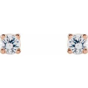 14K Rose Gold 2.5 mm Natural White Sapphire Earrings