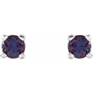 14K White Gold 2.5 mm Lab-Grown Alexandrite Earrings
