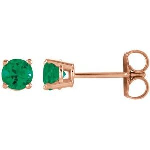 14k-rose-gold-4-mm-natural-emerald-earrings