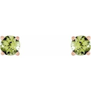 14K Rose Gold 4 mm Natural Peridot Earrings