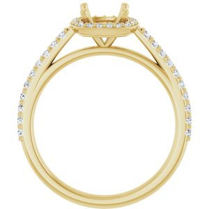 14K Yellow Gold 6x6 mm Cushion 1/4 CTW Lab-Grown Diamond Semi-Set Engagement Ring