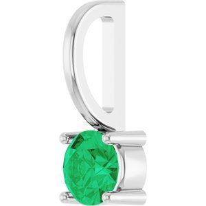 Sterling Silver Imitation Emerald Solitaire Charm/Pendant