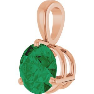 14K Rose Gold Lab-Grown Emerald Pendant