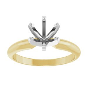 14K Yellow Gold & Platinum 7.8-8.6 mm Round 6-Prong Heavy Solitaire Ring Mounting