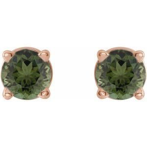 14K Rose Gold 3 mm Natural Green Tourmaline Earrings
