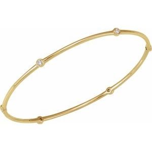 14K Yellow Gold 1/4 CTW Natural Diamond Bezel-Set Bangle 8" Bracelet