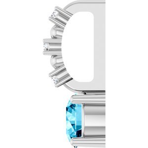 Platinum Imitation Aquamarine & .01 CTW Natural Diamond Charm/Pendant