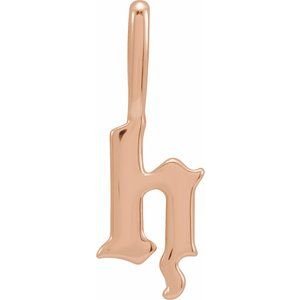 14K Rose Gold Gothic Initial H Charm/Pendant