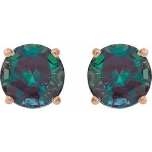 14K Rose Gold 6 mm Lab-Grown Alexandrite Earrings