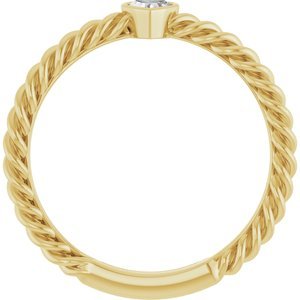 14K Yellow Gold 1/6 CT Natural Diamond Bezel-Set Rope Ring