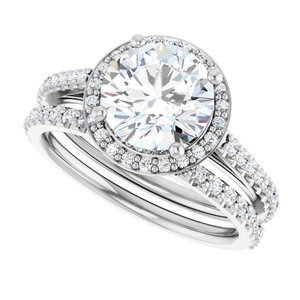 14K White Gold 8 mm Round 1/4 CTW Lab-Grown Diamond Semi-Set Engagement Ring