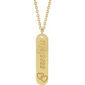 14K Yellow Gold Engravable Interlocking Hearts 16-18" Necklace