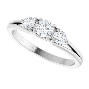 Platinum 1/2 CTW Natural Diamond Three-Stone Engagement Ring