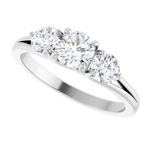 Platinum 1 CTW Natural Diamond Three-Stone Engagement Ring