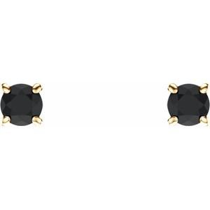 14K Yellow Gold 2.5 mm Natural Black Onyx Earrings