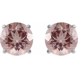 14K White Gold 6 mm Natural Pink Morganite Earrings