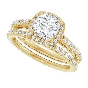 14K Yellow Gold 6x6 mm Cushion 1/4 CTW Lab-Grown Diamond Semi-Set Engagement Ring