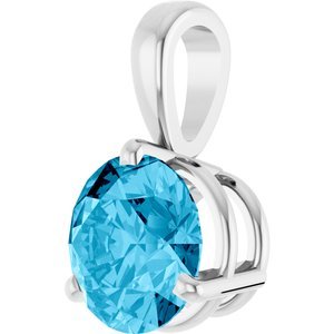 Platinum Lab-Grown Aqua Sapphire Pendant