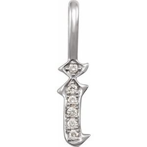 14K White Gold .05 CTW Natural Diamond Gothic Initial I Charm/Pendant