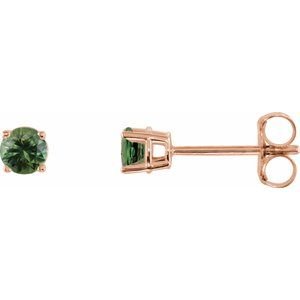 14k-rose-gold-3-mm-natural-green-sapphire-earrings