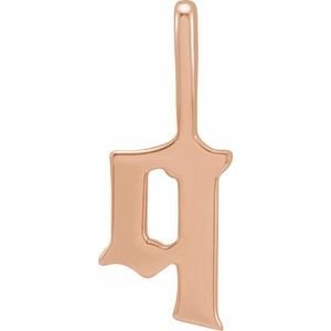 14K Rose Gold Gothic Initial Q Charm/Pendant