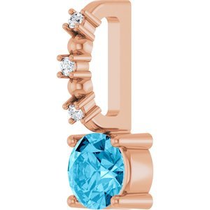 14K Rose Gold Imitation Aquamarine & .01 CTW Natural Diamond Charm/Pendant