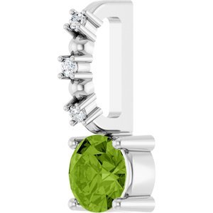 Sterling Silver Imitation Peridot & .01 CTW Natural Diamond Charm/Pendant