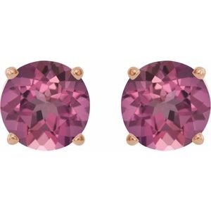 14K Rose Gold 4 mm Natural Pink Tourmaline Earrings