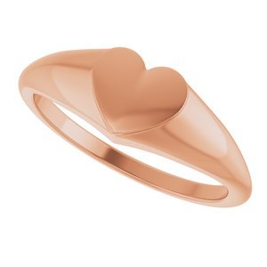 14K Rose Gold Heart Signet Ring