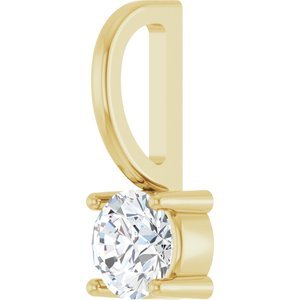 14K Yellow Gold Imitation Diamond Solitaire Charm/Pendant