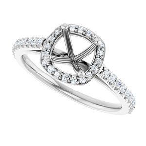 Platinum 6x6 mm Cushion 1/4 CTW Lab-Grown Diamond Semi-Set Engagement Ring