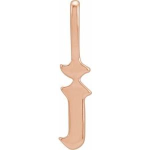 14K Rose Gold Gothic Initial I Charm/Pendant