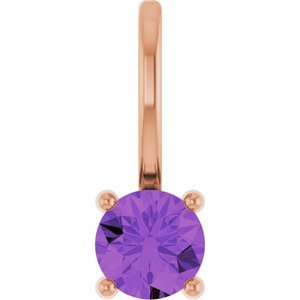 14K Rose Gold Imitation Amethyst Solitaire Charm/Pendant
