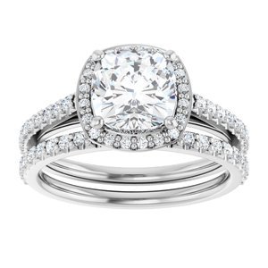 Platinum 7x7 mm Cushion 1/4 CTW Lab-Grown Diamond Semi-Set Engagement Ring