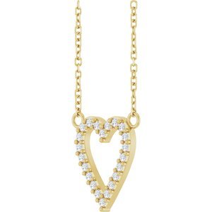 14K Yellow Gold 1/6 CTW Natural Diamond Heart 18" Necklace