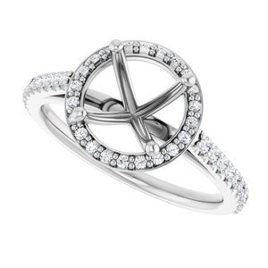 14K White Gold 8 mm Round 1/4 CTW Lab-Grown Diamond Semi-Set Engagement Ring