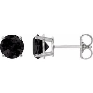 Sterling Silver 8 mm Natural Black Onyx Earrings