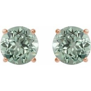 14K Rose Gold 8 mm Lab-Grown Green Sapphire Earrings