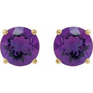 14K Yellow Gold 6 mm Natural Amethyst Earrings