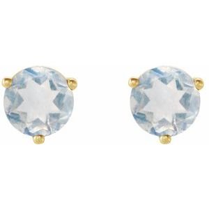 14K Yellow Gold Natural Blue Sheen Moonstone Earrings