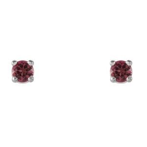 14K White Gold 2.5 mm Natural Pink Tourmaline Earrings